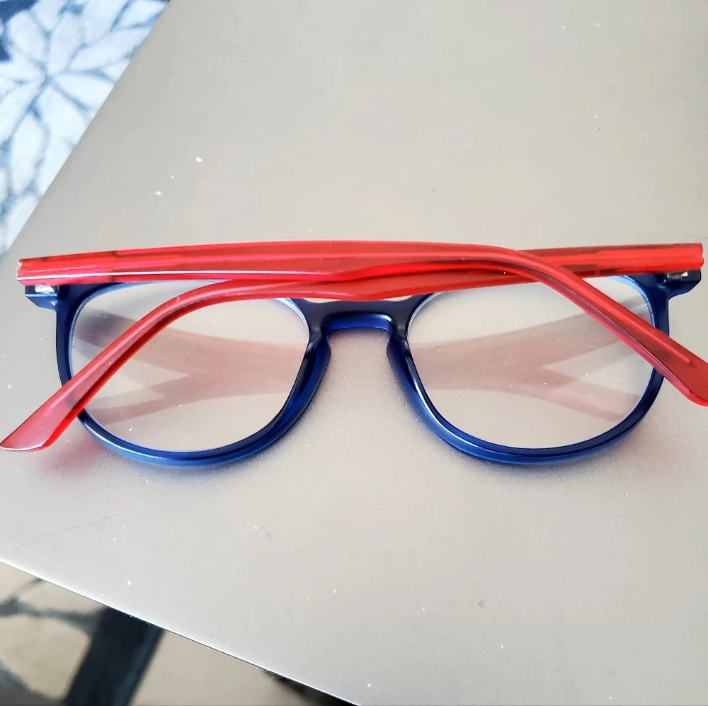 Unisex Blue Red Reading Glasses +1.25